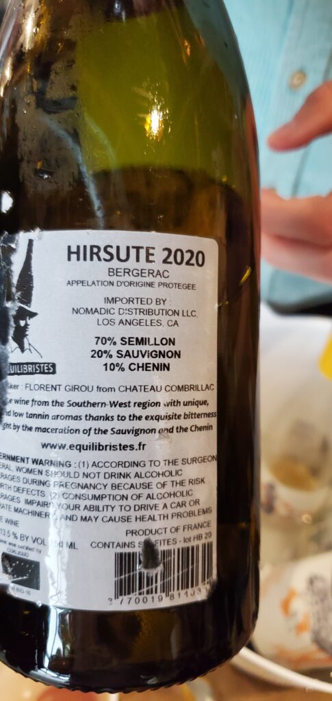 Back of the Hirsute 2020 bottle