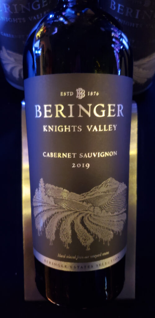 A wine bottle: Beringer Knights Valley Cabernet Sauvignon 2019